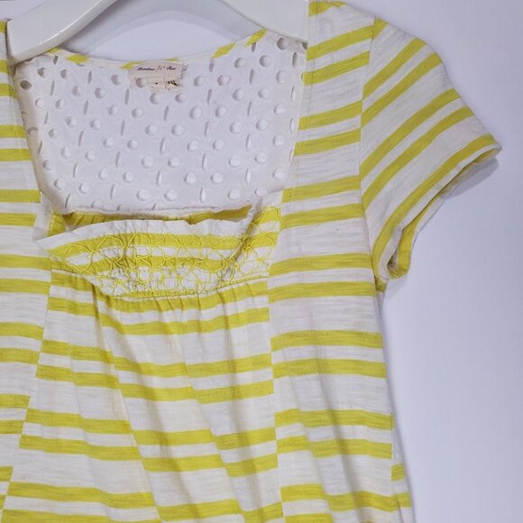 MEADOW RUE ANTHRO Shirt Stripe Butter Yellow White Pockets Short Womens SZ S‎ - Picture 4 of 8